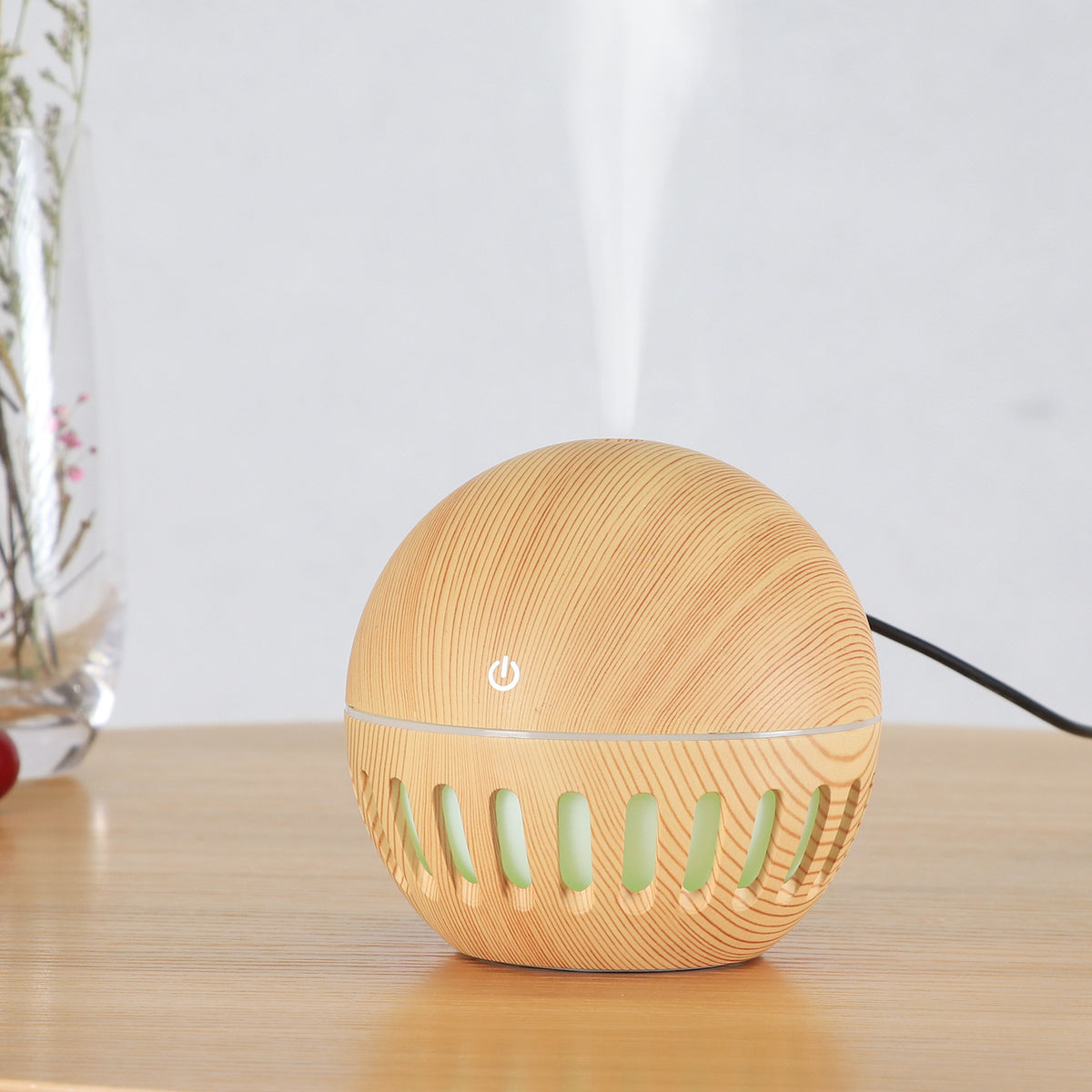 New Wood Grain Hollow Humidifier USB Home Office Desk Small Air Purifier