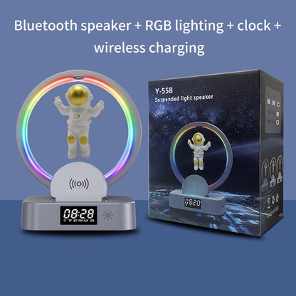 Magnetic Levitation Astronaut Bluetooth Speaker Clock Astronaut Audio RGB Computer Subwoofer Birthday Gift Y-558