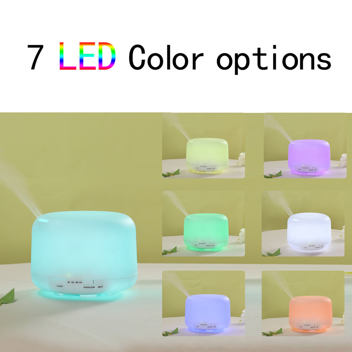 Unprinted Ultrasonic Humidifier 500ML Home Bedroom Air Purifier Colorful Gradient Aromatherapy Electromechanical Rice Cooker